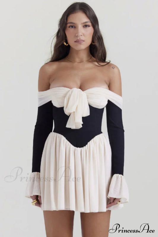 Alana Bateau Stylish Neck Mini Dress