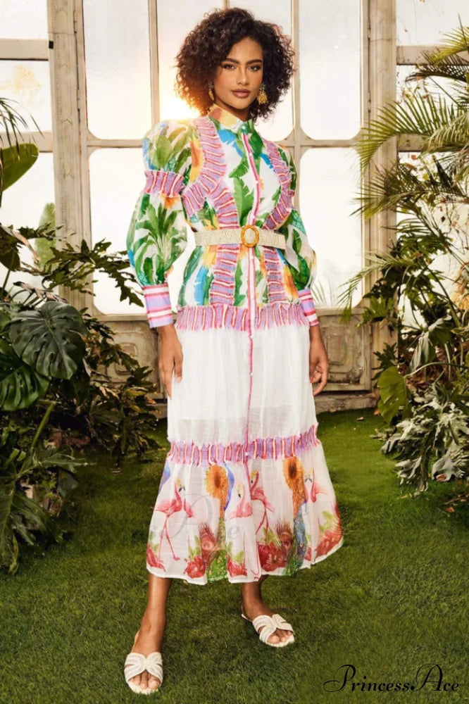 Alina Lantern Charming Sleeve Maxi Dress