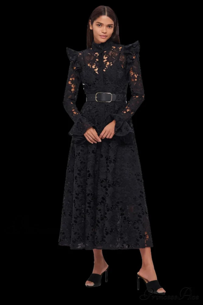 Aliyah Lace Charming Sleeve Midi Dress