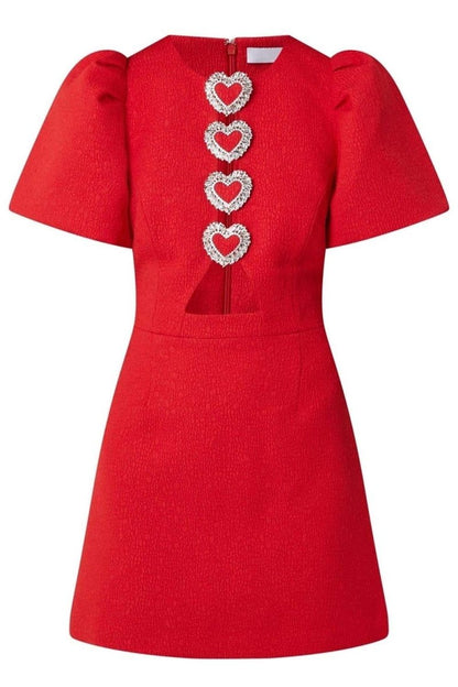 Puff Sleeve Cut-out Mini Dress