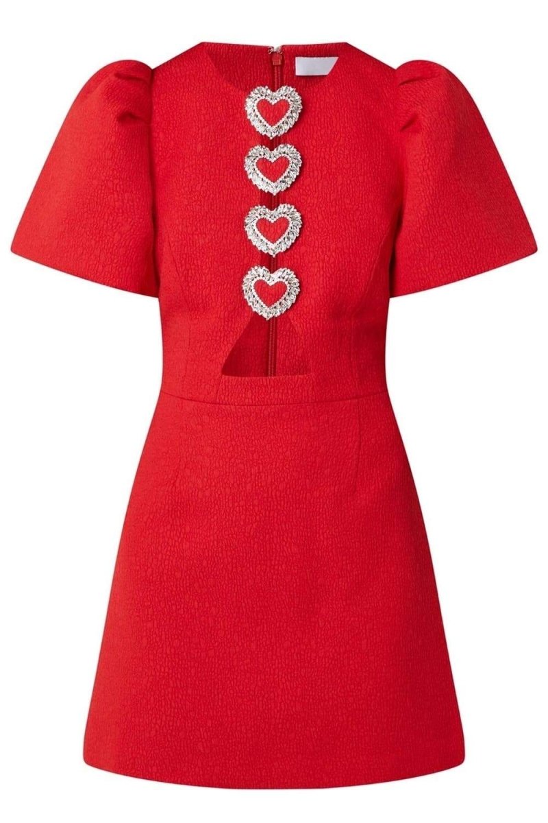 Puff Sleeve Cut-out Mini Dress