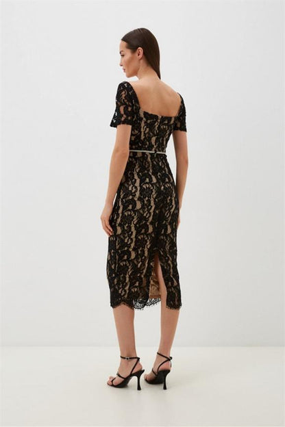 Amanda Embroidered Lace Bowkont Maxi Dress
