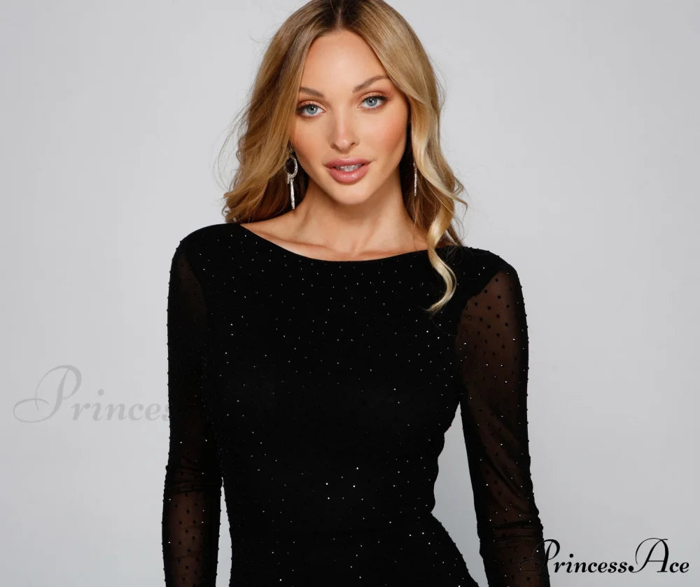 Amanda Open Back Charming Embellished Mini Dress