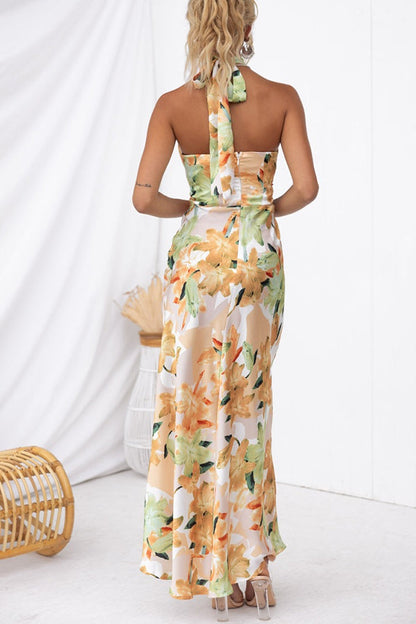 Happier Now Satin Halter Maxi Dress