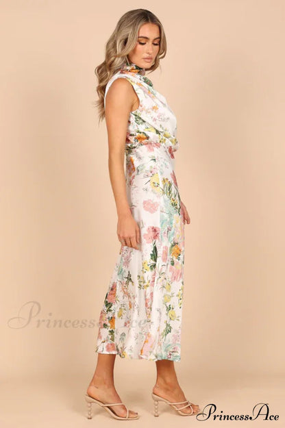 Anabelle Halter Stylish Neck Midi Dress