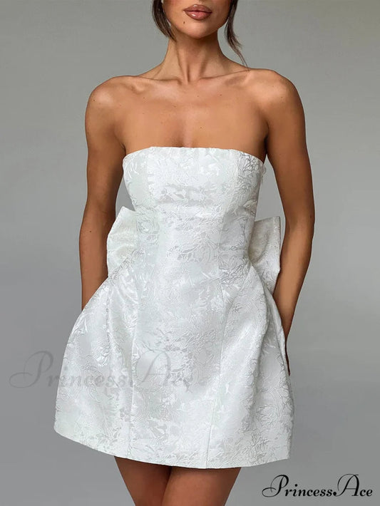 And Jacquard Tube Graceful Top Bow Mini Dress