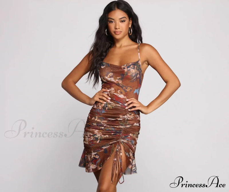 Angelic Beauty Stylish Ruched Mini Dress