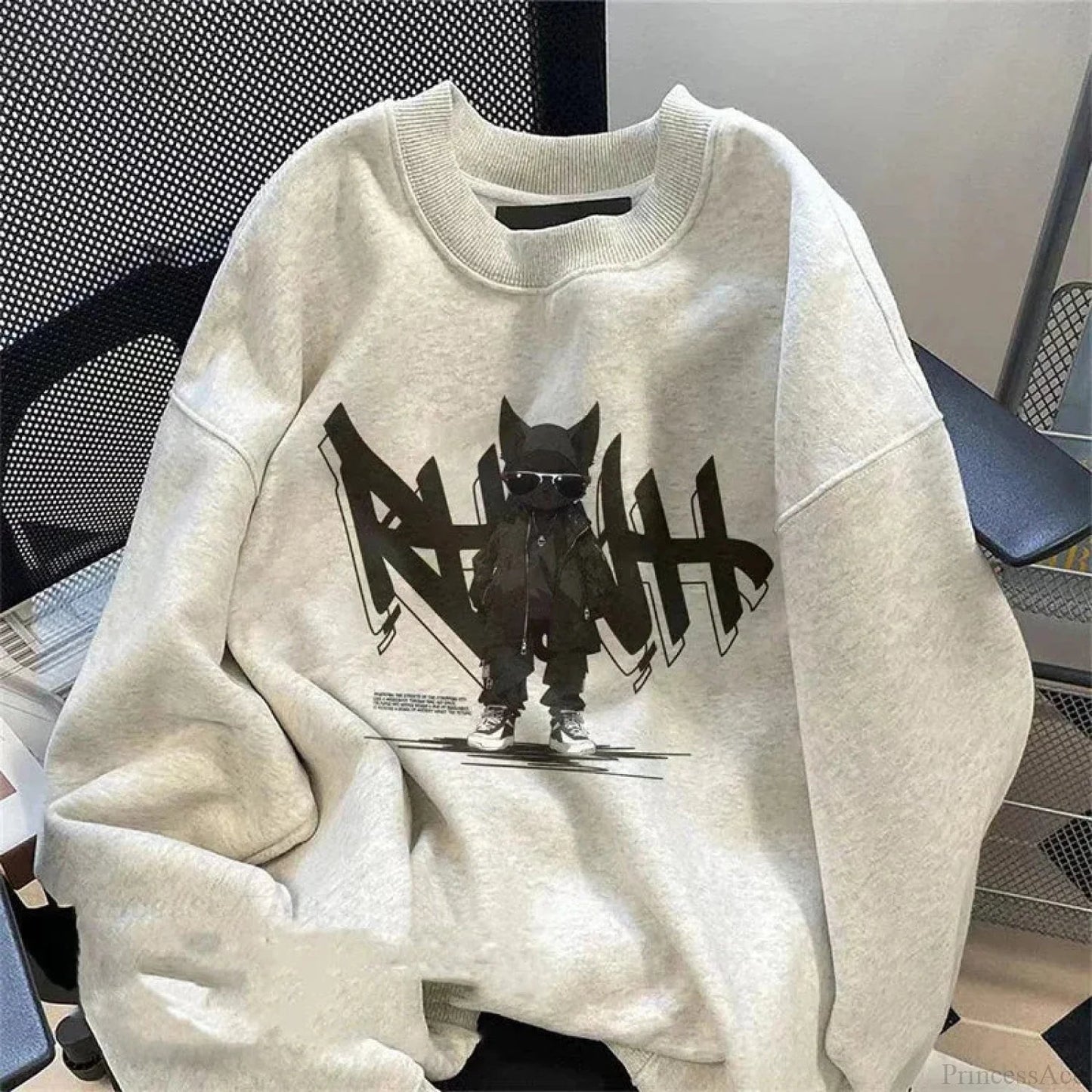 Anime Print Fleece Sweatshirt