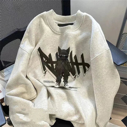 Anime Print Fleece Sweatshirt