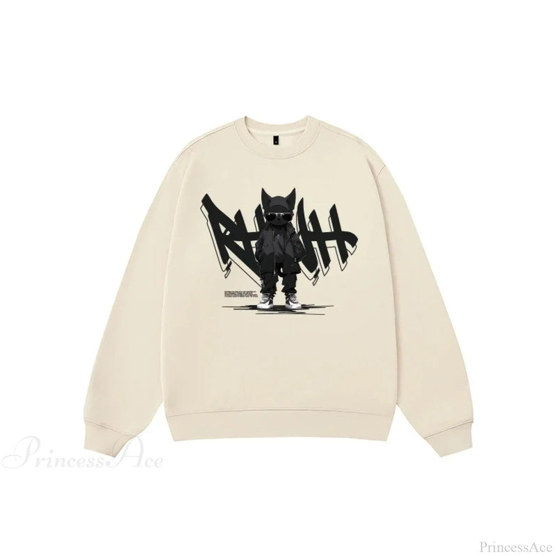 Anime Print Fleece Sweatshirt