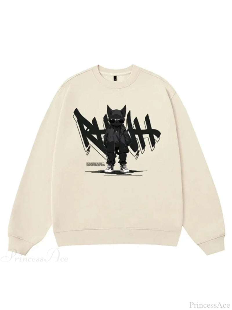 Anime Print Fleece Sweatshirt