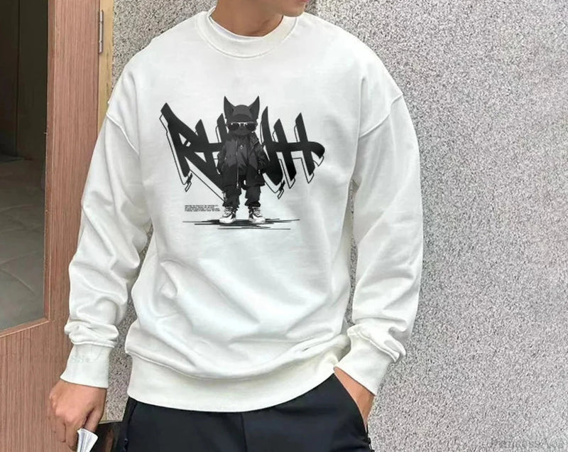 Anime Print Fleece Sweatshirt