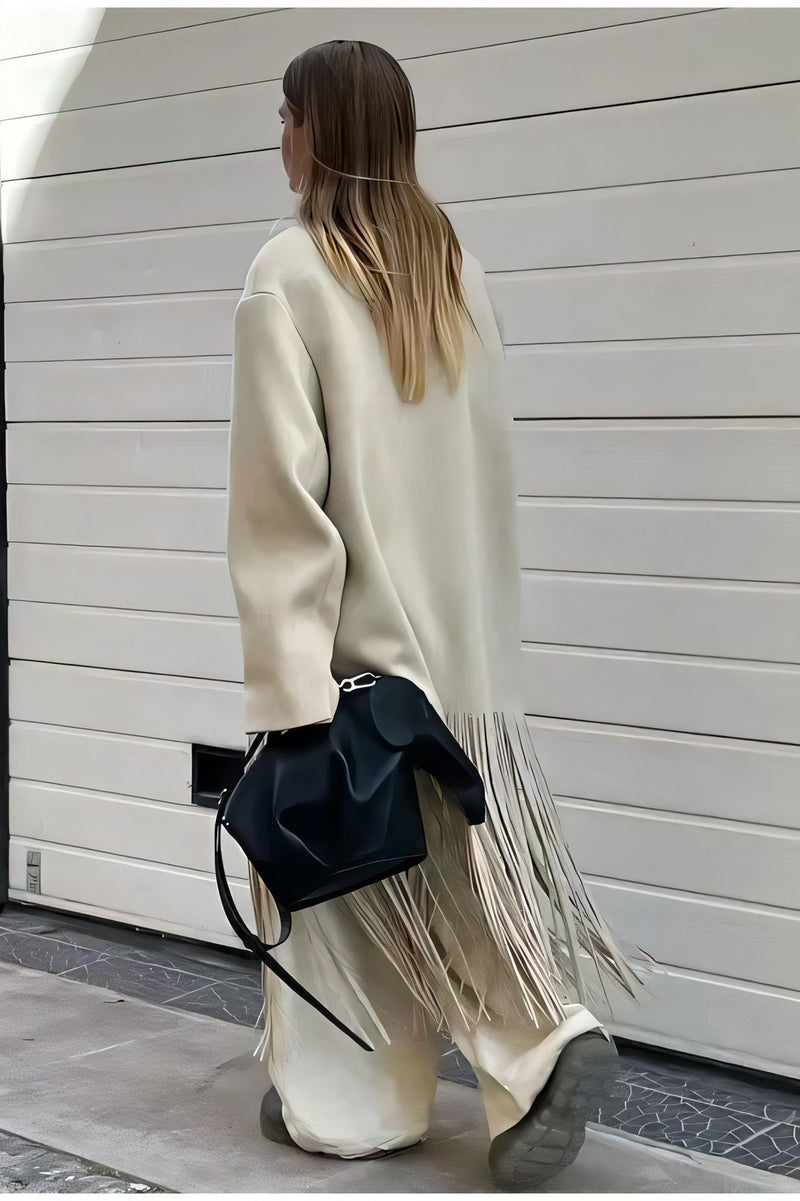 Anne Tassel Lapel Fleece Overcoat