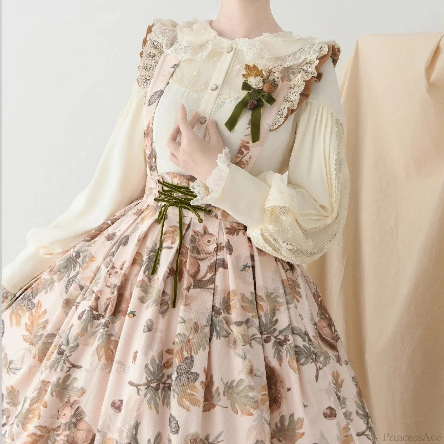 Antique Lace Frill Gigot Sleeve Blouse