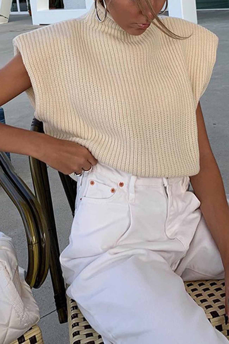Mock Neck Sleeveless Sweater