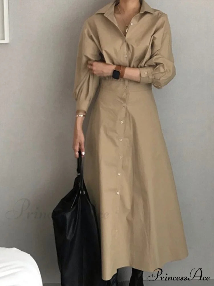 Arm Full-length Vestidos Female Robe Lapel Gown a Line Blouse Long Oversized