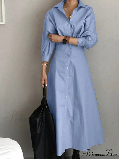 Arm Full-length Vestidos Female Robe Lapel Gown a Line Blouse Long Oversized