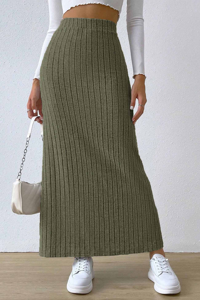 Color Slit Knitted Skirt