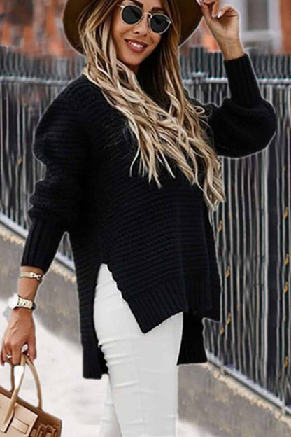 Half-high Neck Drawstring Knit Sweater