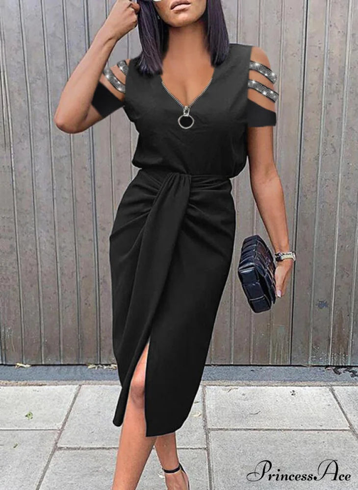 Asual V-neck Lace Long Sleeve Party Dress