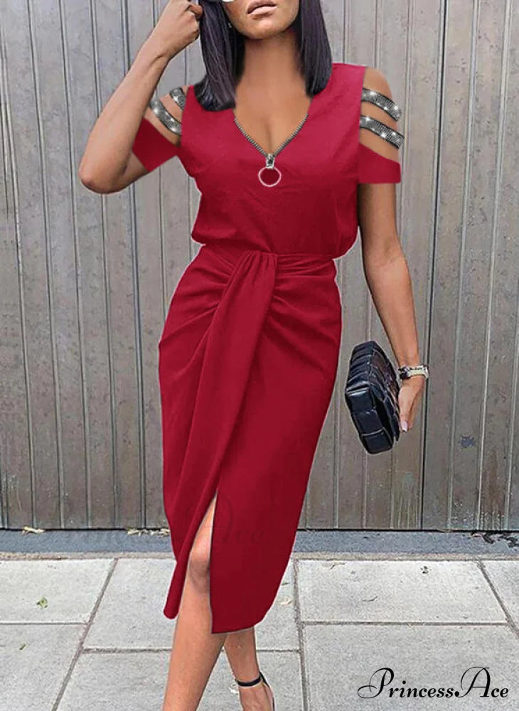 Asual V-neck Lace Long Sleeve Party Dress