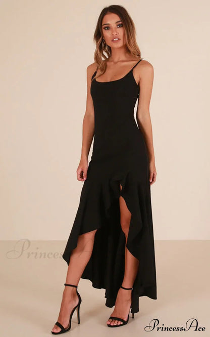 Asymmetric Flounce Long Dress