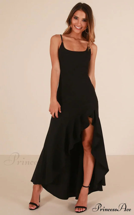 Asymmetric Flounce Long Dress