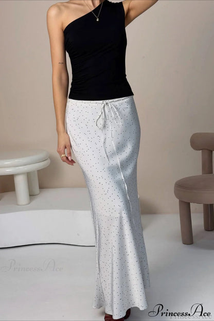 Asymmetric Polka Dot Maxi Mermaid Skirt