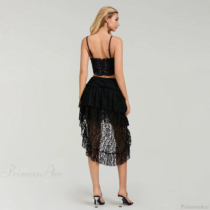 Asymmetric Ruffled Hem Skirt