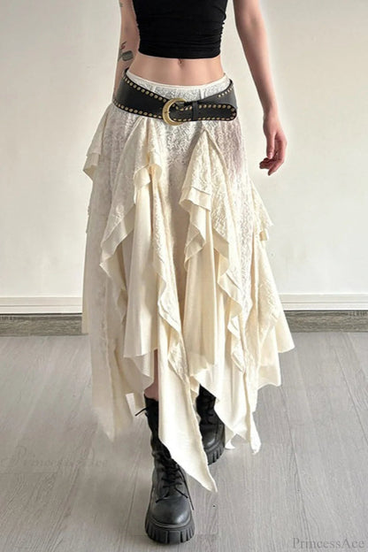 Asymmetrical Lace Bodycon Maxi Skirt