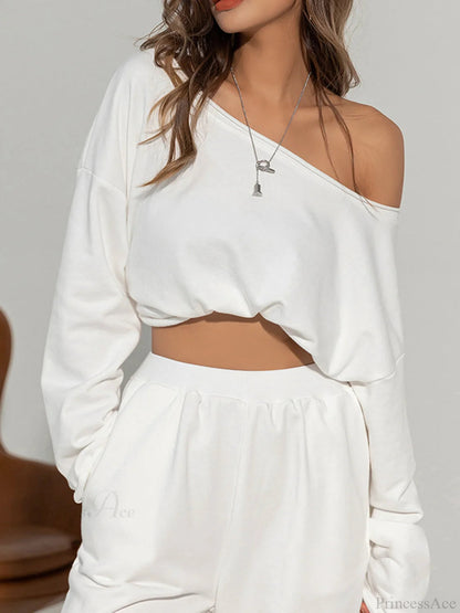 Asymmetrical Off Graceful Shoulder Sweatshirt