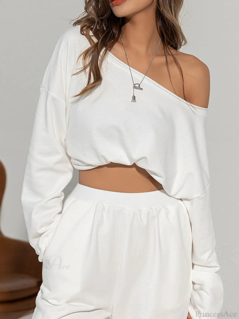 Asymmetrical Off Graceful Shoulder Sweatshirt