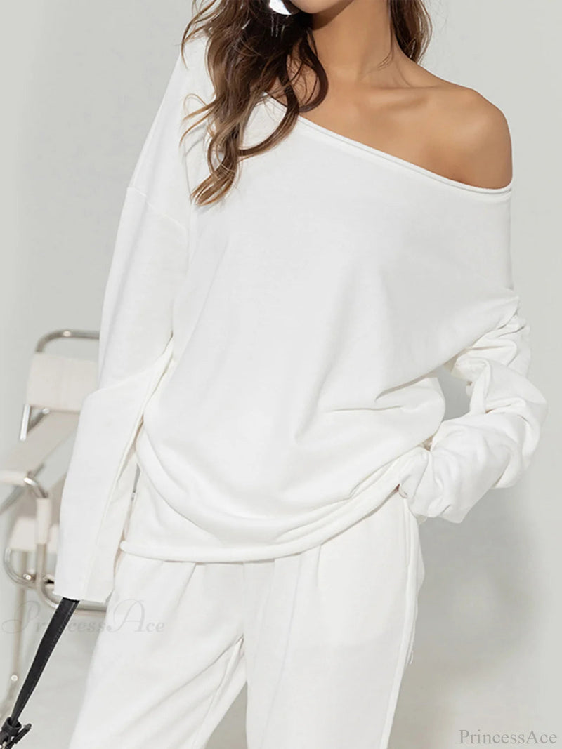 Asymmetrical Off Graceful Shoulder Sweatshirt