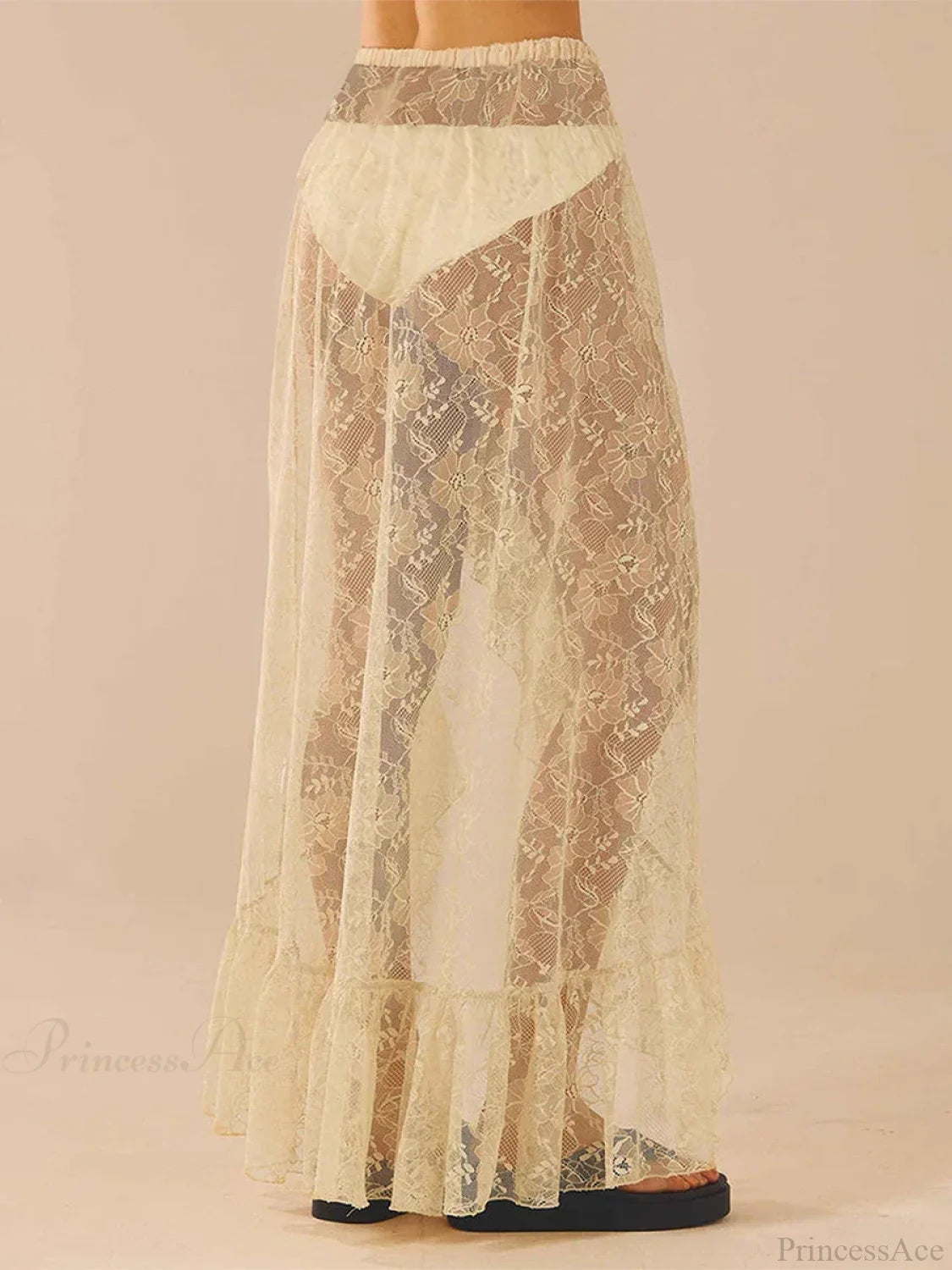 Asymmetrical Ruffle Lace Bodycon Summer Beach Y2k Long Skirt