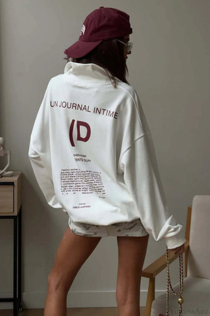 Athletic Color Block Letter Print Sweatshirt