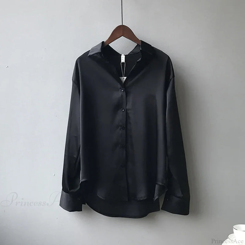 Autumn Button Up Satin White Blouse