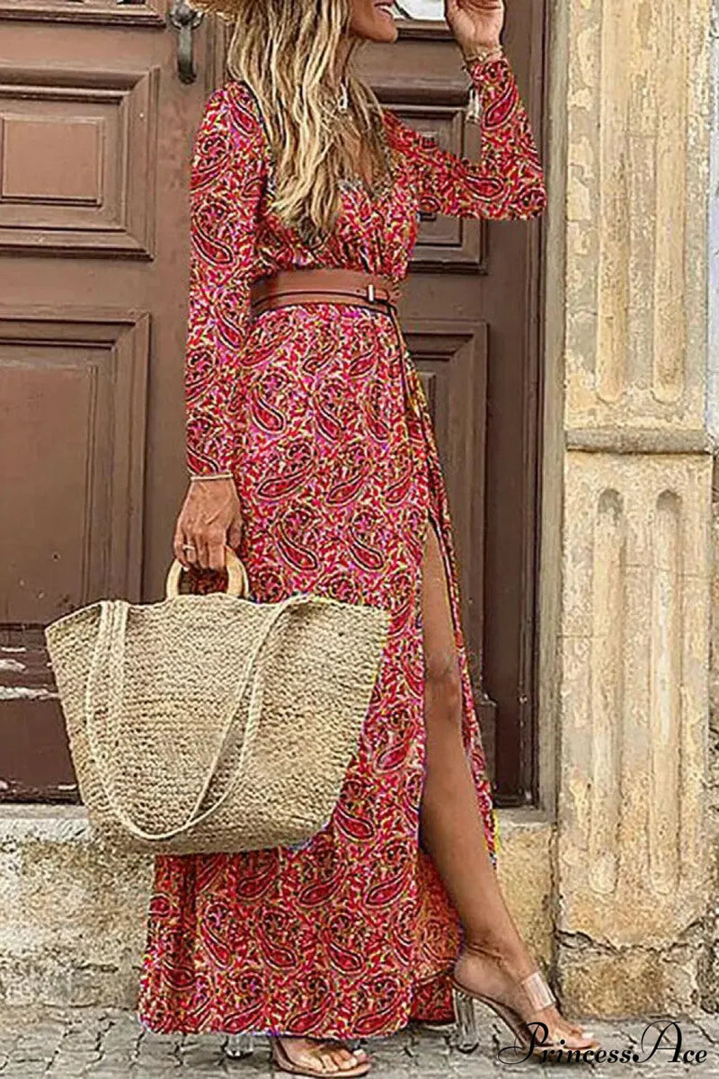 Autumn High Split Maxi Dress