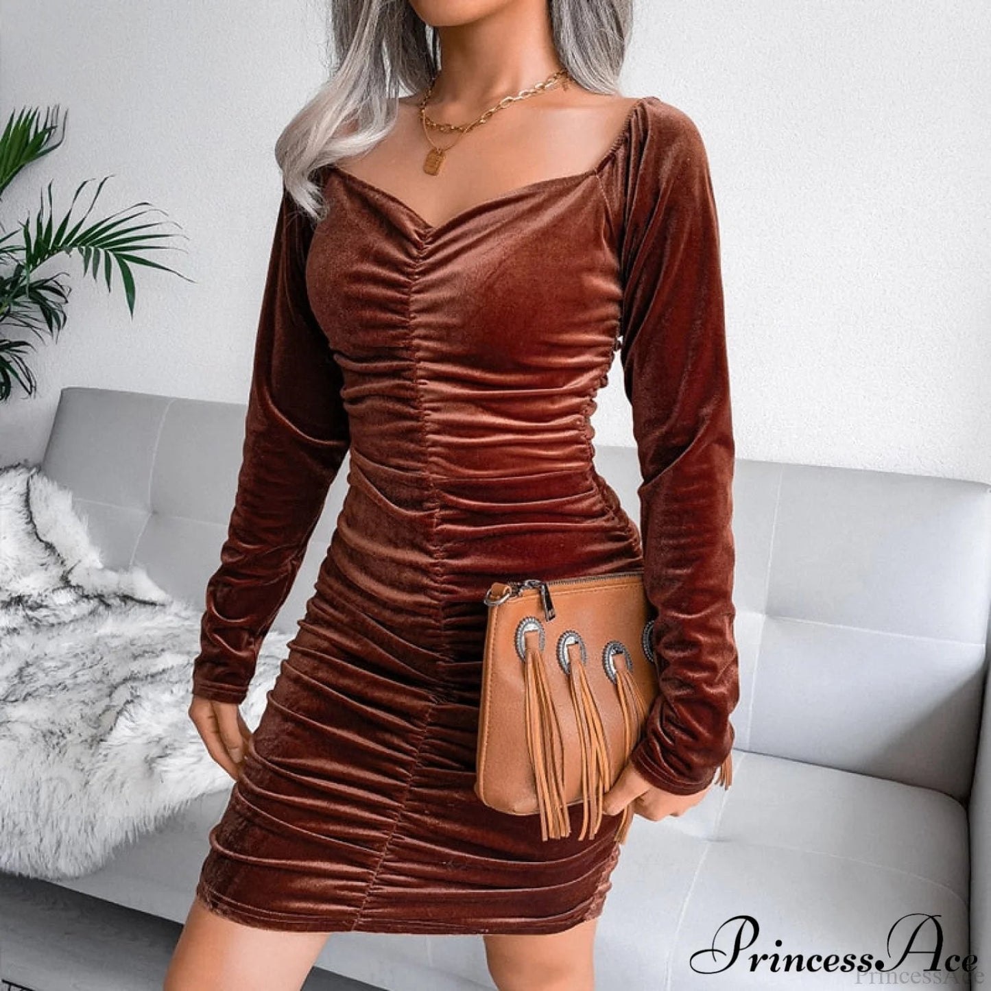 Autumn Long Sleeve Turtleneck Bodycon Mini Dress