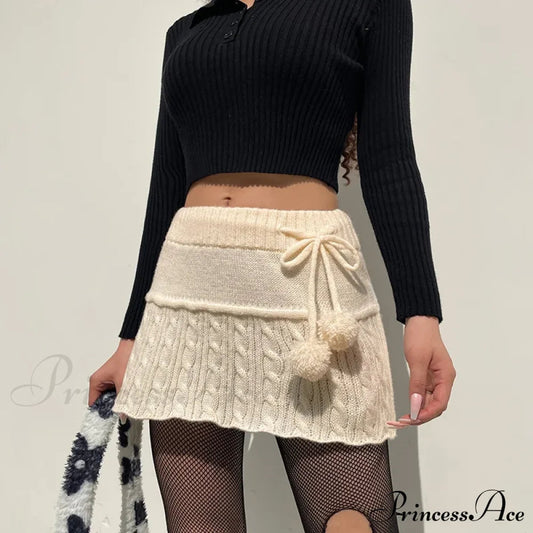 Autumn Winter Twist Wool Woven Age-reducing Commuter Decorated Skirt