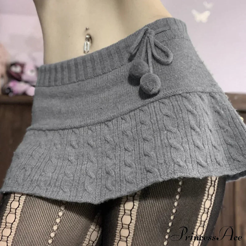 Autumn Winter Twist Wool Woven Age-reducing Commuter Decorated Skirt