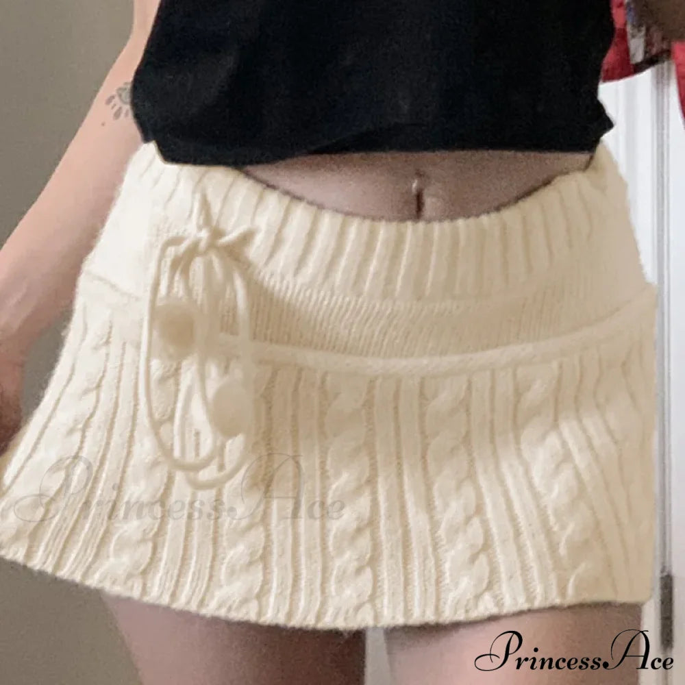 Autumn Winter Twist Wool Woven Age-reducing Commuter Decorated Skirt