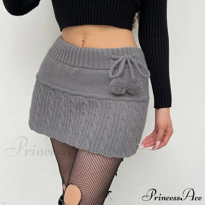 Autumn Winter Twist Wool Woven Age-reducing Commuter Decorated Skirt