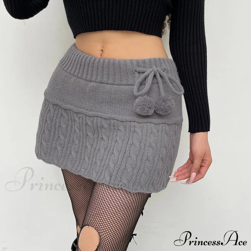 Autumn Winter Twist Wool Woven Age-reducing Commuter Decorated Skirt