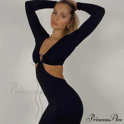 Halter Cut Out Outfits Maxi Dress