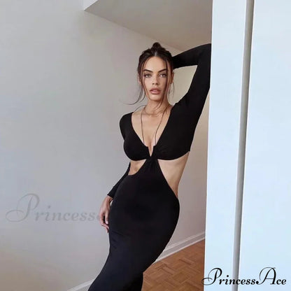 Halter Cut Out Outfits Maxi Dress