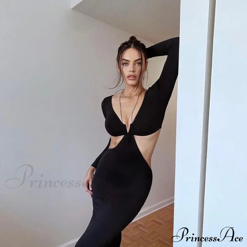 Halter Cut Out Outfits Maxi Dress