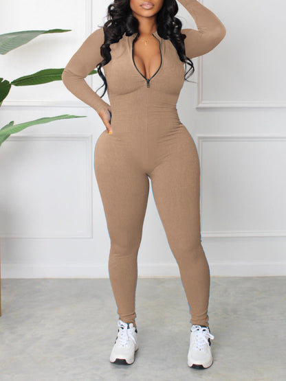 Zipper Design Skinny Jumpsuit Ar5018