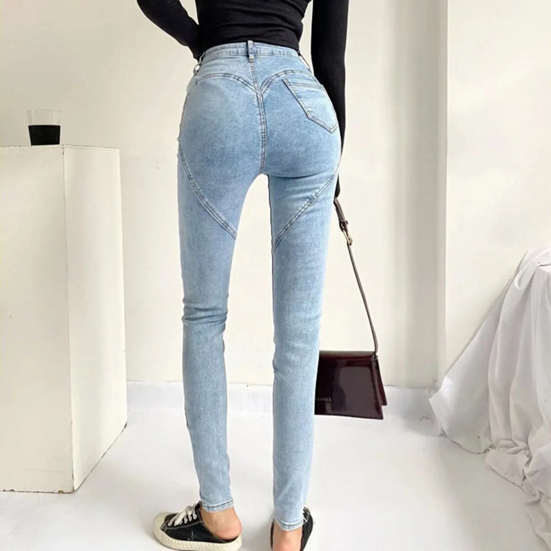 High High Waisted Jeans for Silm Fit Cotton Jean Street Temperament Denim Pant Female