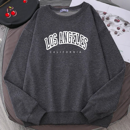 Los Angeles California City Sweatshirt for Loose Oversized Clothing Personality Soft Letter Print Hoodies Woman