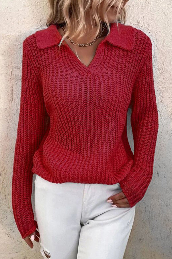 Lapel Slim Fit Knit Sweater